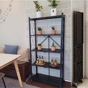 하이퍼랙 이동식 철제선반 고강도 접이식 무설치 수납선반 5단