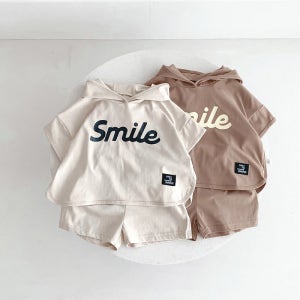 유아동 아기 남아 여름 스마일 후드 면티 반팔 상하복 반바지 세트 외출복