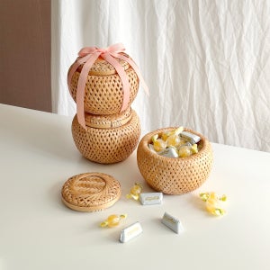 도구미각 대나무 단지 L 경옥고단지 찻잎통 도라지환 인후단 디저트 캔디 초콜릿 포장 선물