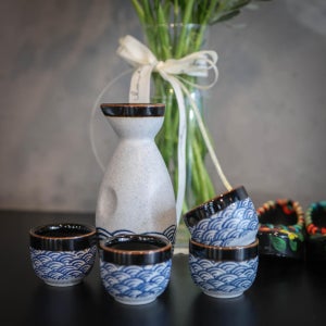 잔집사 감성 파도무늬 사케잔 세트 도쿠리 일본식 파도잔 술잔 홈술 선물