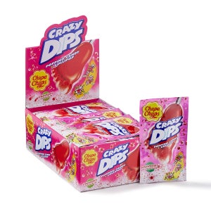 Chupa Chups Crazy Dips 발바닥모양사탕 막대사탕 딸기맛 24개입