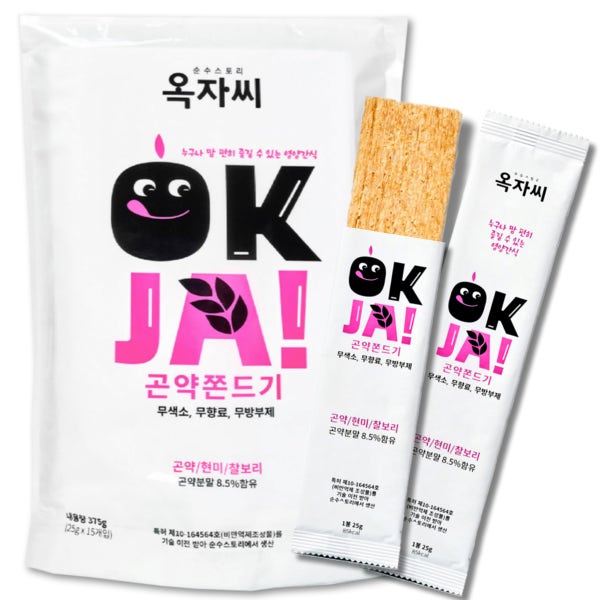 옥자씨곤약쫀드기 살안찌는간식 어른야식 쫀득이 낱개포장 쫀디기 아이들간식 25g, 15개