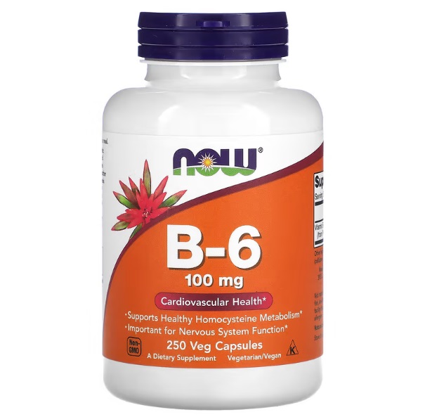 베지캡슐250정 <b>나우푸드 비타민 B6</b> 피리독신 100mg 대사 신경계 기능