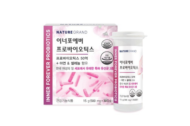 여성 유산균 3종 질세포유래유산균 1개월분 <b>이너</b>포에버 프로바아오<b>틱스</b> 아연 셀레늄