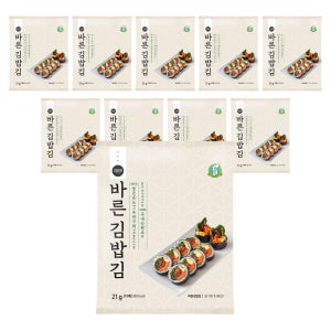성경김 바르다김선생 김밥김 두번구운 김밥용김 21g, 10개