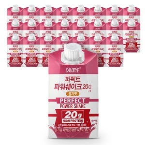 칼로바이 퍼펙트 파워쉐이크 20G 딸기맛 프로틴 음료 마시는 단백질 드링크 250ml x 24개입