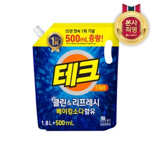 [드럼]테크 클린앤리프레쉬 액체세제 리필 1.8L+500ml 1개