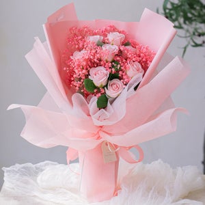 프리저브드플라워 꽃다발 장미안개꽃 2컬러 어버이날 졸업 선물 드라이플라워 에클라