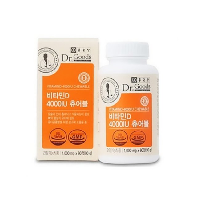 종근당건강 <b>닥터굿스 비타민D</b> 4000IU 츄어블 1000mg x 90정, 3개