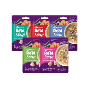 더리얼 캣 스프 5종 (40g x 5팩) (닭고기+삼치+고등어+명태+오리)