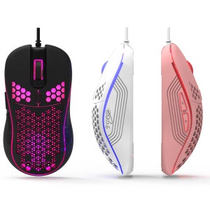 지클릭커 슈퍼히어로 에어 초경량 무소음 게이밍마우스 핑크