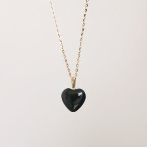 14k 원석 펜던트 하트 금 오닉스 목걸이