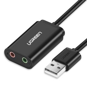 유그린 USB to 3.5mm AUX 오디오 컨버터 (블랙) U-30724