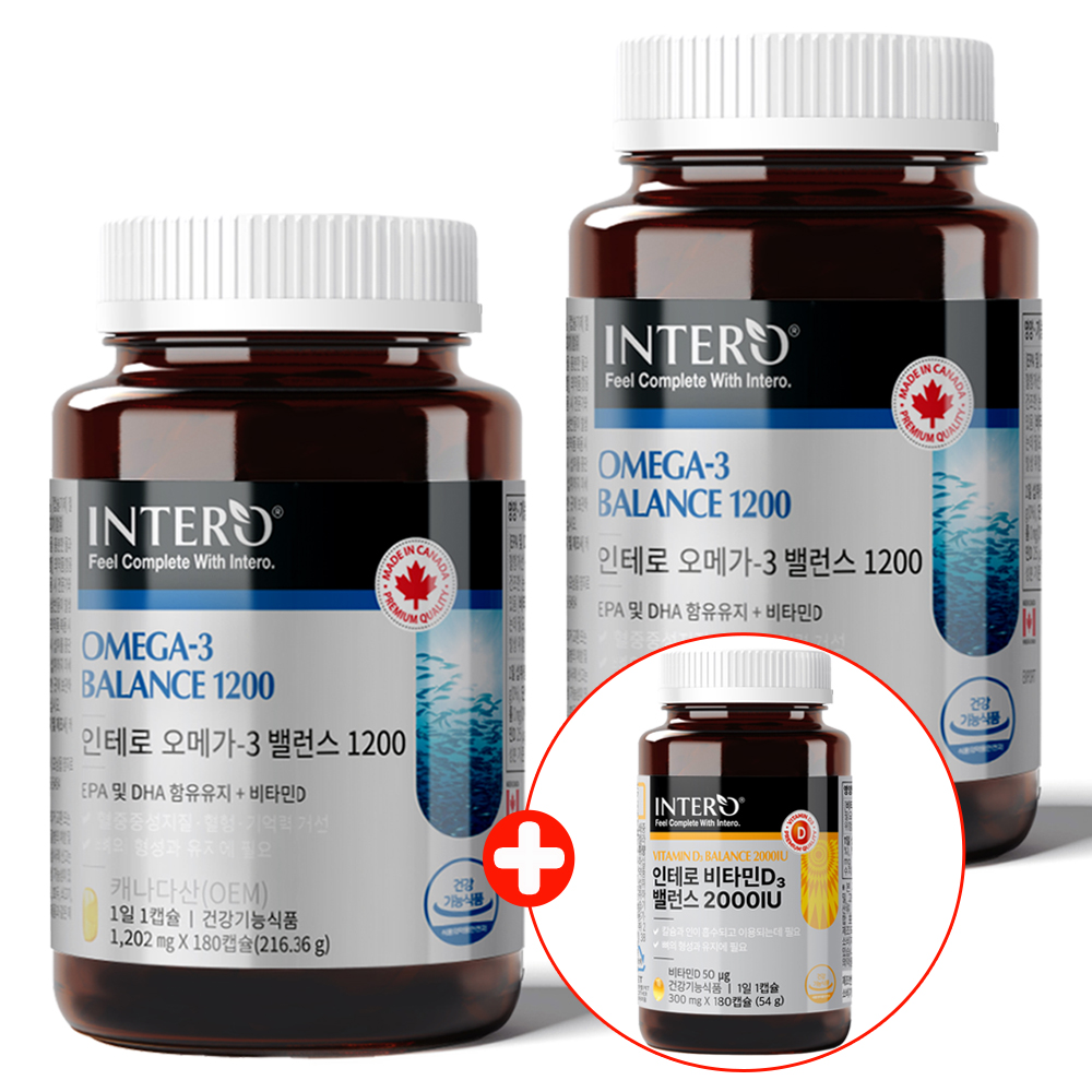 인테로 대용량 오메가3 밸런스 1200 2개 <b>비타민D</b> 엔초비 <b>피쉬오일</b> EPADHA