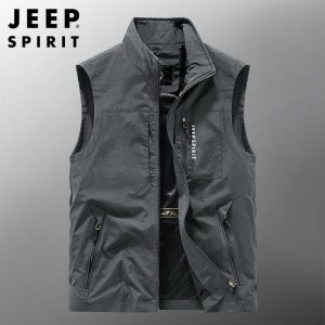 JEEP 봄 가을 중년 남성 속건성 아웃도어 레저 야외 멀티 포켓 조끼 빅사이즈 조끼