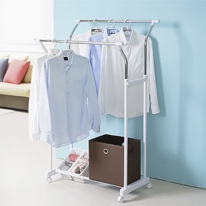 프리스틴 2단 더블 스탠드 행거 옷걸이행거 화이트