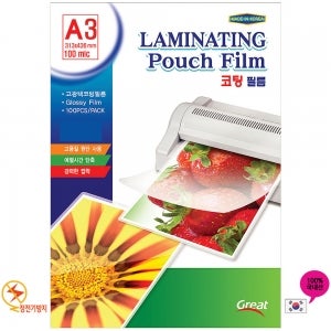 그레이트 코팅필름 A3 100mic 100매 기계용 코팅지 라미네이팅