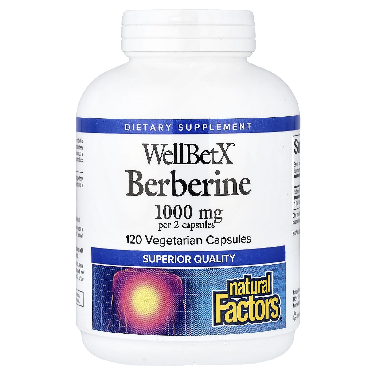 네추럴팩터스 <b>WellBetX 베르베린</b> 500mg 120캡슐