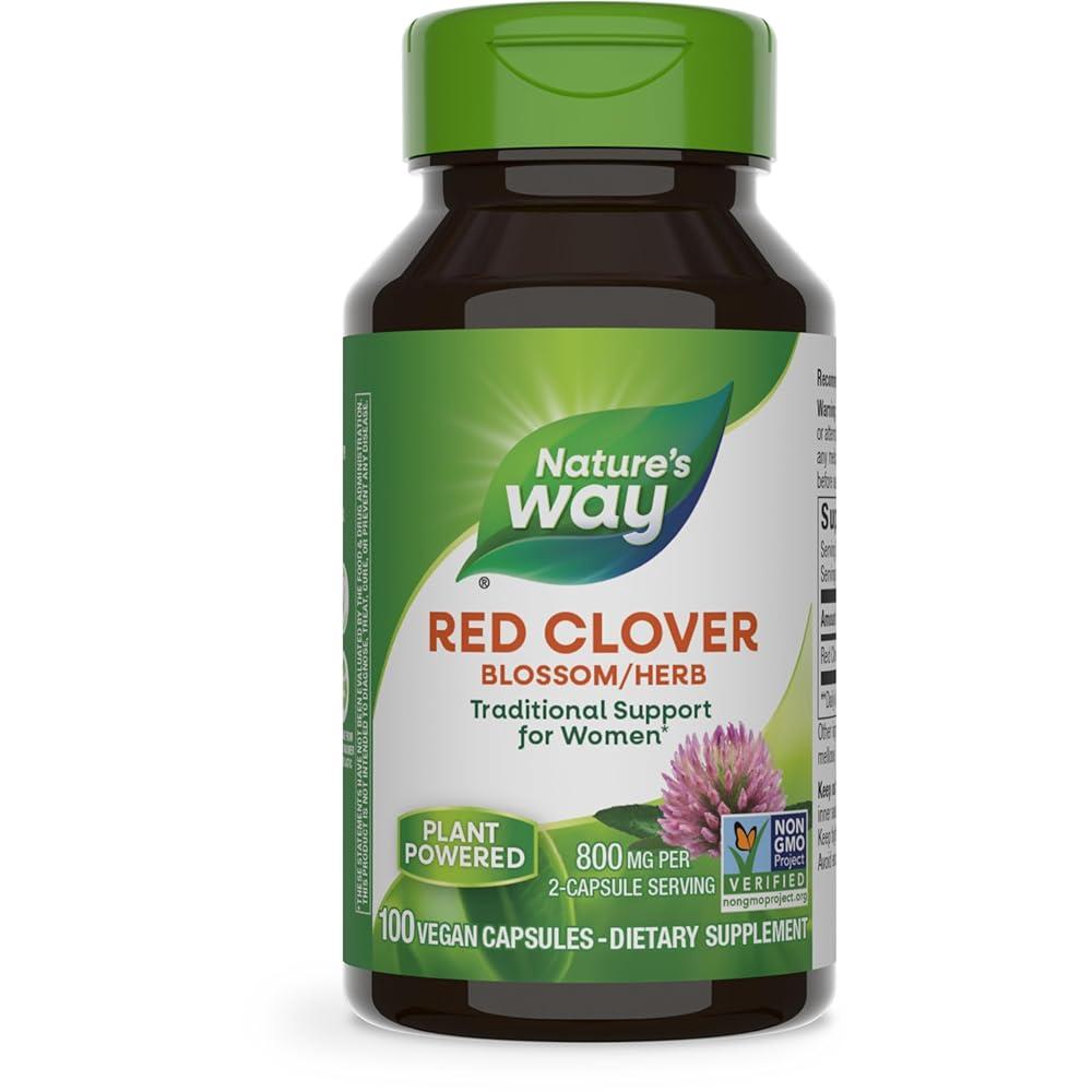 <b>네이처스웨이</b> 레드 클로버 블로섬 허브 800mg 여성 갱년기 건강 <b>골밀도</b> 지원 심혈관 건강 보충제- 100정