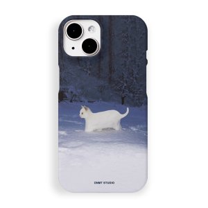 겨울 숲 속 산책 고양이 아이폰 갤럭시 슬림 하드 케이스