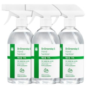 닥터그린데이 S 에스 뿌리는 손소독제 스프레이 500ml 3개묶음 에탄올 70% 손세정제