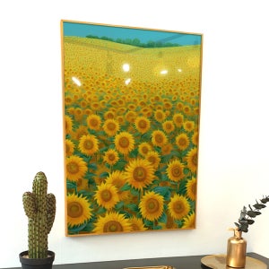 해바라기 그림 액자 현관 인테리어 개업 집들이 선물 A3 30x42cm, 꽃밭 파란하늘