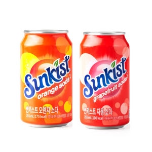 광동 썬키스트 탄산음료 355ml 자몽 오렌지 각12개씩 총24개