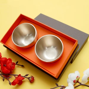 방짜유기 술잔2P기획세트 소주잔 고급케이스 각인인쇄 외국인전통선물 기념품 답례품 감성술잔