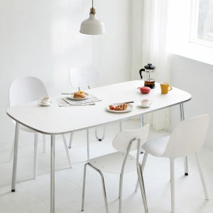 밀랑 오키프 둥근사각형 카페 식탁 테이블 1000X800 화이트 미드센츄리