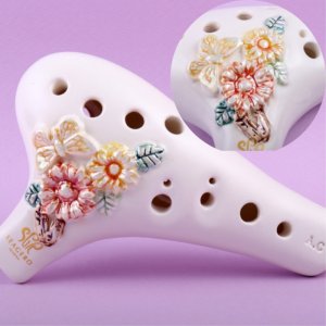 세계로본 오카리나 도자기 플라워 국화 알토C 오카리나 운지편한 OCARINA