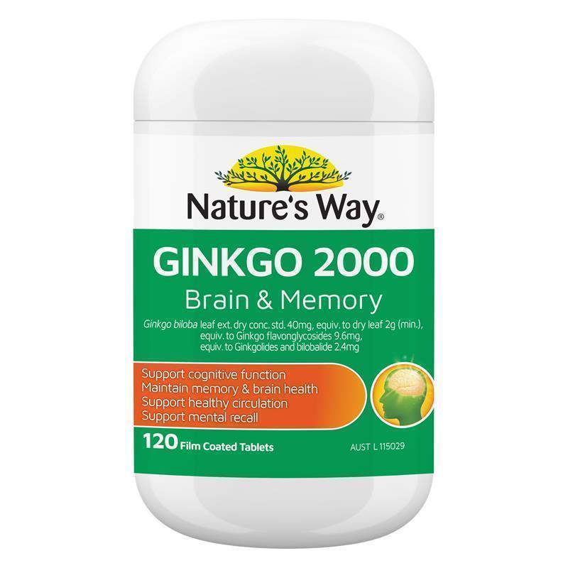 <b>네이쳐스웨이</b> 징코 2000 120정 <b>Natures Way</b> Ginkgo 2000 Brain &amp; Memory 120