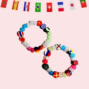 세계여러나라 만국기 야광 자외선 비즈 팔찌 만들기 키트-다문화 체험