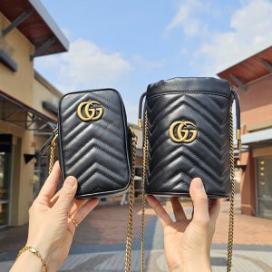 구찌 GG 마몽 미니 체인 크로스백 마틀라세 버킷백 블랙 명품미니백 여자친구선물