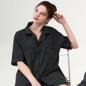 실크핏 모던 반팔 반바지 파자마 세트 커플잠옷 여름 홈웨어