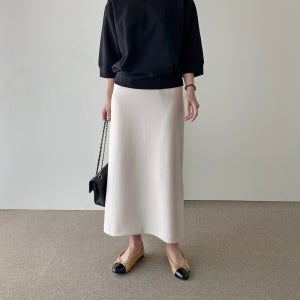 여성 뒷트임 말랑 쫀쫀 밴딩 롱 스커트 77