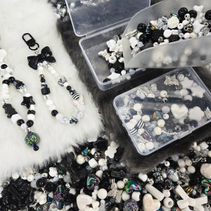 비즈 공예 재료 스쿱마켓 스트랩 키링 목걸이 팔찌 만들기 세트 구슬 키트 무채색