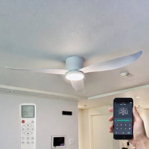 IOT 에어룩스 V2 실링팬 화이트 슬림형 BLDC 모터 낮은 높이 LED 슈퍼플리커프리