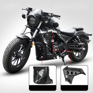 혼다 호환 레블300/레블500 튜닝 엔진쉴드 에어 디플렉터 서라운드 가드 커버 레블300 상부 플레이트 + 하부 커버 블랙