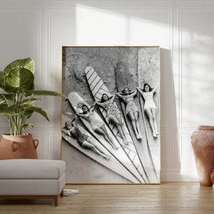 레트로 감성 예술 흑백사진작품 서핑 바다풍경 빈티지포스터 액자 A2