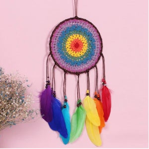 크로셰 희망가득 레인보우 드림캐쳐 월행잉 벽장식