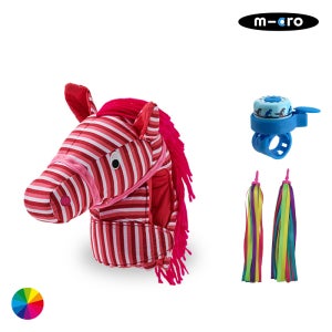 마이크로킥보드 스쿠터 인형(말) + 리본(네온) + 벨(공룡) 세트