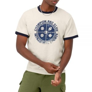 Champion 남성용 티셔츠, 클래식 그래픽, 편안한 크루넥 그래픽 티, Natural Rec 교내 136138 카키 베어 늪 주립 숲