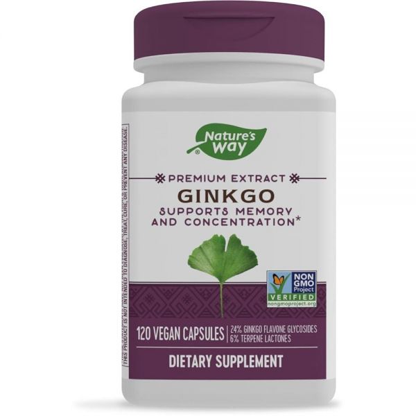 <b>네이처스웨이</b> 프리미엄 추출물 은행나무 <b>기억력</b> 및 농도 120 캡슐