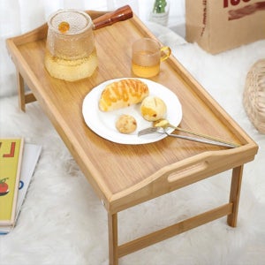 접이식 테이블 손잡이 원목 미니 침대 식탁 접는 탁자 간이 휴대용 책상 베드 트레이 우드