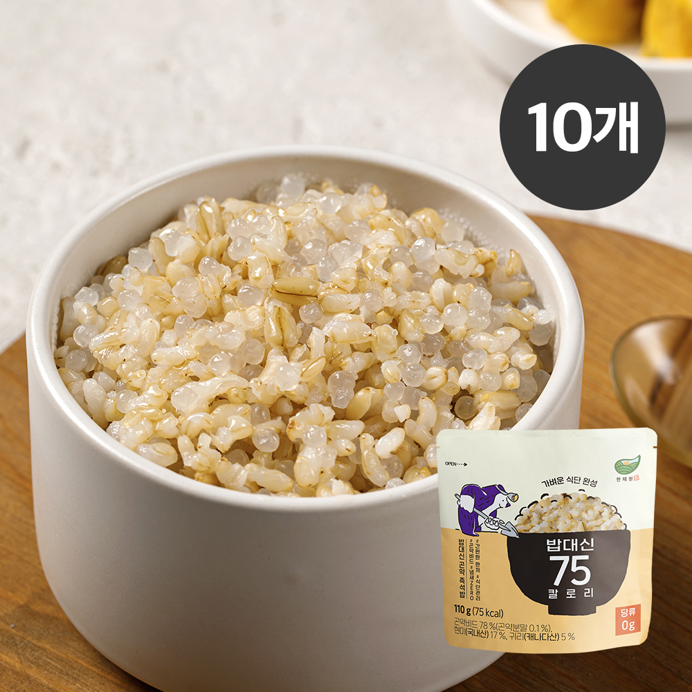 한채원 밥대신 75 칼로리 현미 귀리 곤약밥 저당 간편식 파우치, 110g, 10개