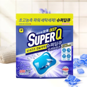 슈퍼딥큐 고농축 캡슐세제 100개 오션브리즈 세탁 실내건조 드럼 일반겸용