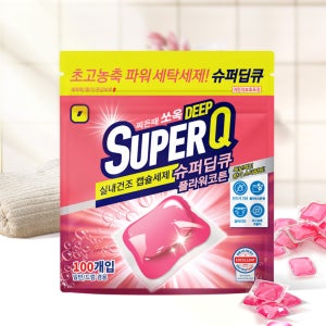 슈퍼딥큐 고농축 캡슐세제 플라워코튼 100개입 세탁세제 드럼 일반겸용