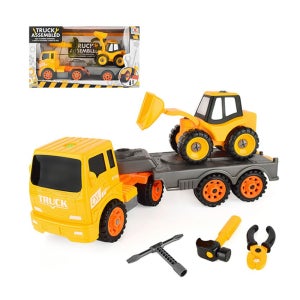 PJR 블도저(포크레인) 캐리어 트럭 2종 세트 분해조립 장난감 완구