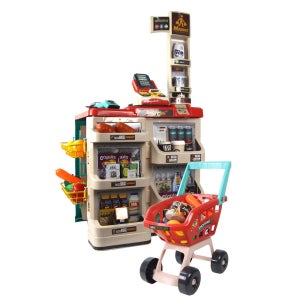 홈 슈퍼마켓 놀이 세트 쇼핑카트 포함 3세 4세 5세 6세 어린이 유아 역할놀이 장난감