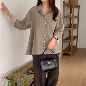 여성 셔츠 가을 간절기 바스락 A라인 블라우스 오버핏 셔츠